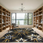 Celestial Gold and Black Starburst Rug