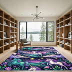 Whimsical Pastel Unicorn Starry Nightscape Rug