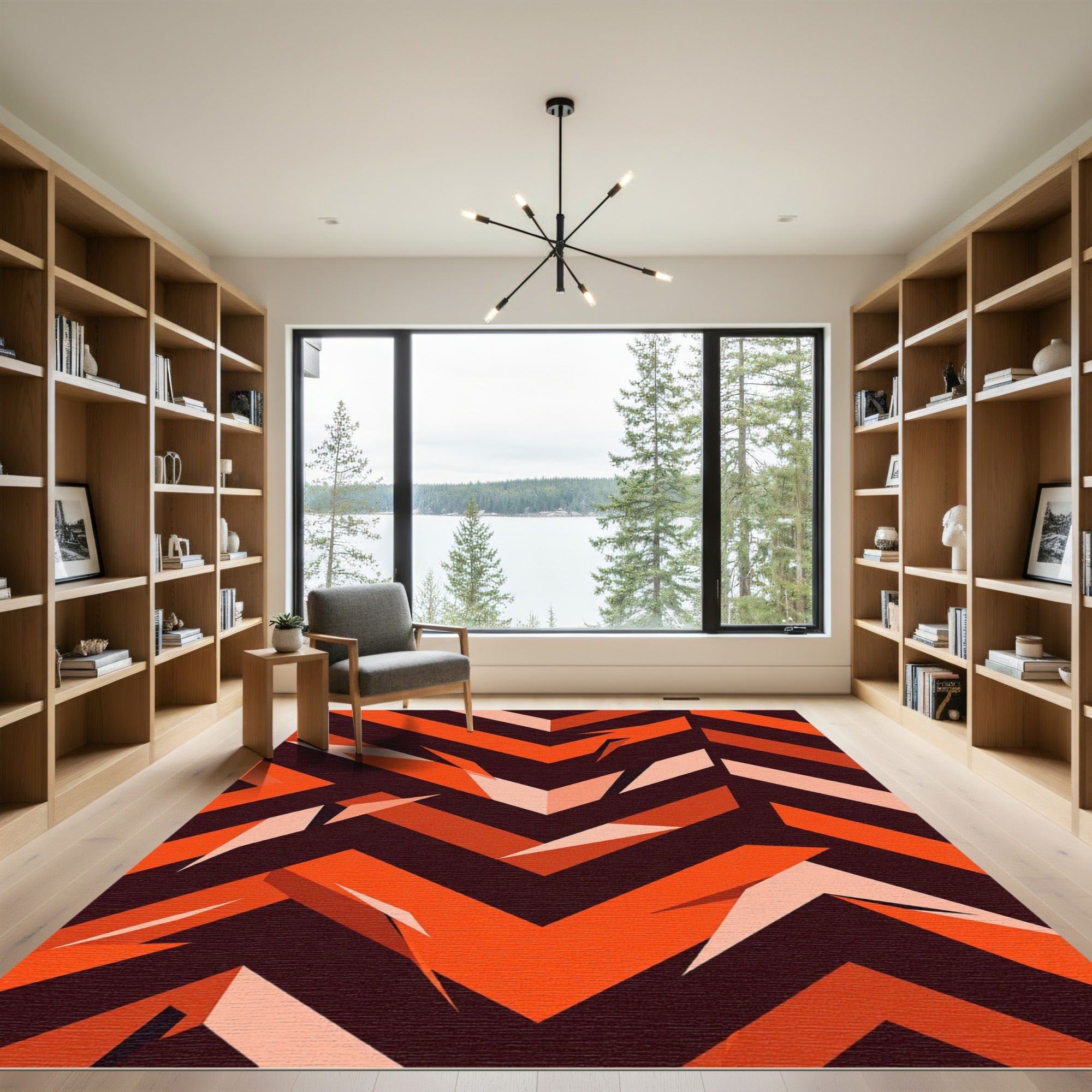 Bold Orange Jagged Chevron Composition Rug