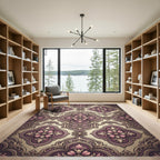 Ornate Plum Floral Medallion Rug