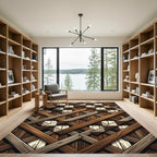 Rustic Woven Wood Lattice Rug