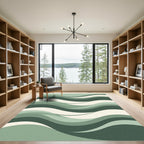 Shaded Emerald Abstract Flowing Waves Rug