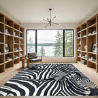 Bold Black White Zebra Stripe Collage Rug