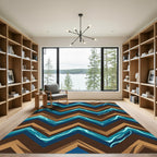 Abstract Geometric Waves in Earthy Tones Rug