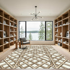 Beige Lattice Geometric Interwoven Grid Rug
