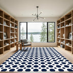 Minimalist Navy Blue Polka Dot Rug