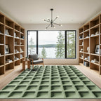Sage Grid Geometric Square Block Rug