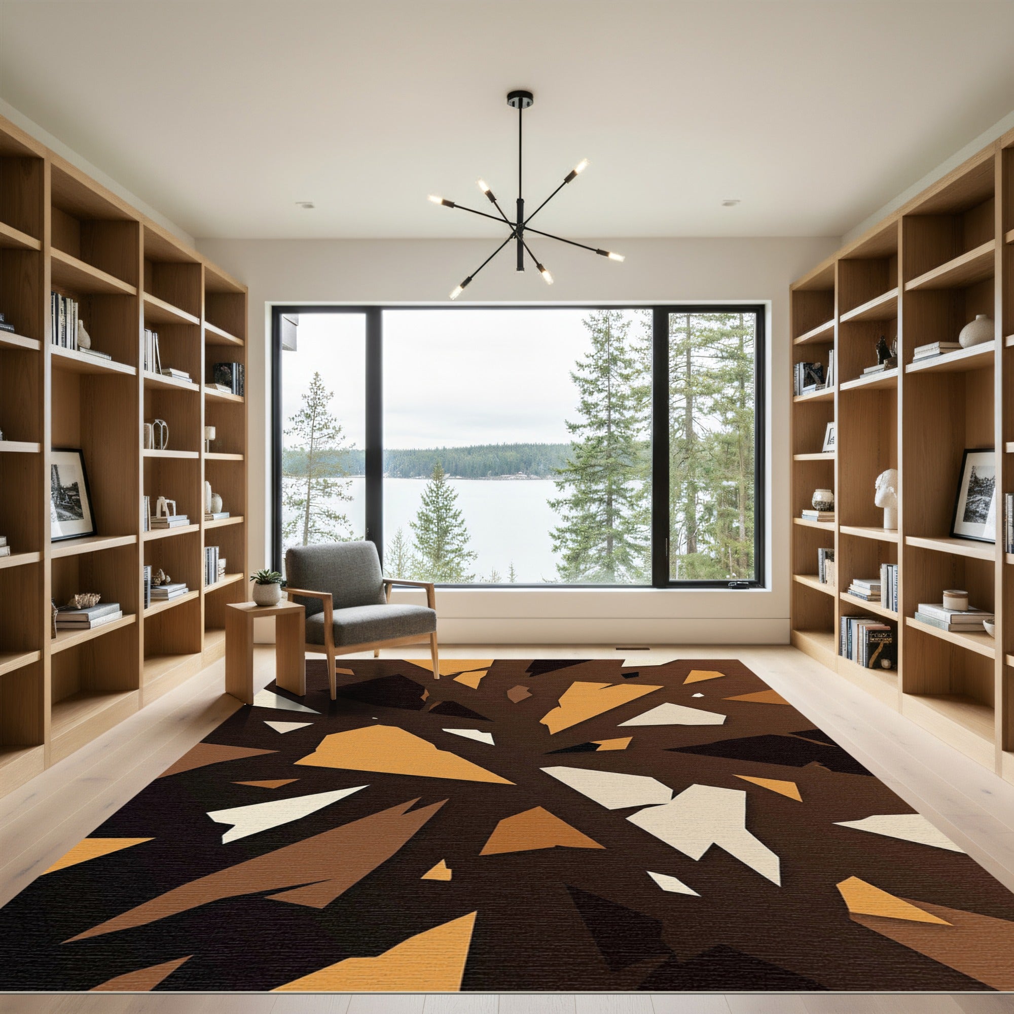 Abstract Earth Tone Geometric Shard Rug