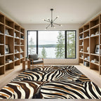 Abstract Brown and Black Zebra Stripe Rug