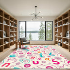 Vibrant Alphabet Playful Collage Rug