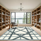 Modern Gray Diamond Intersecting Grid Rug
