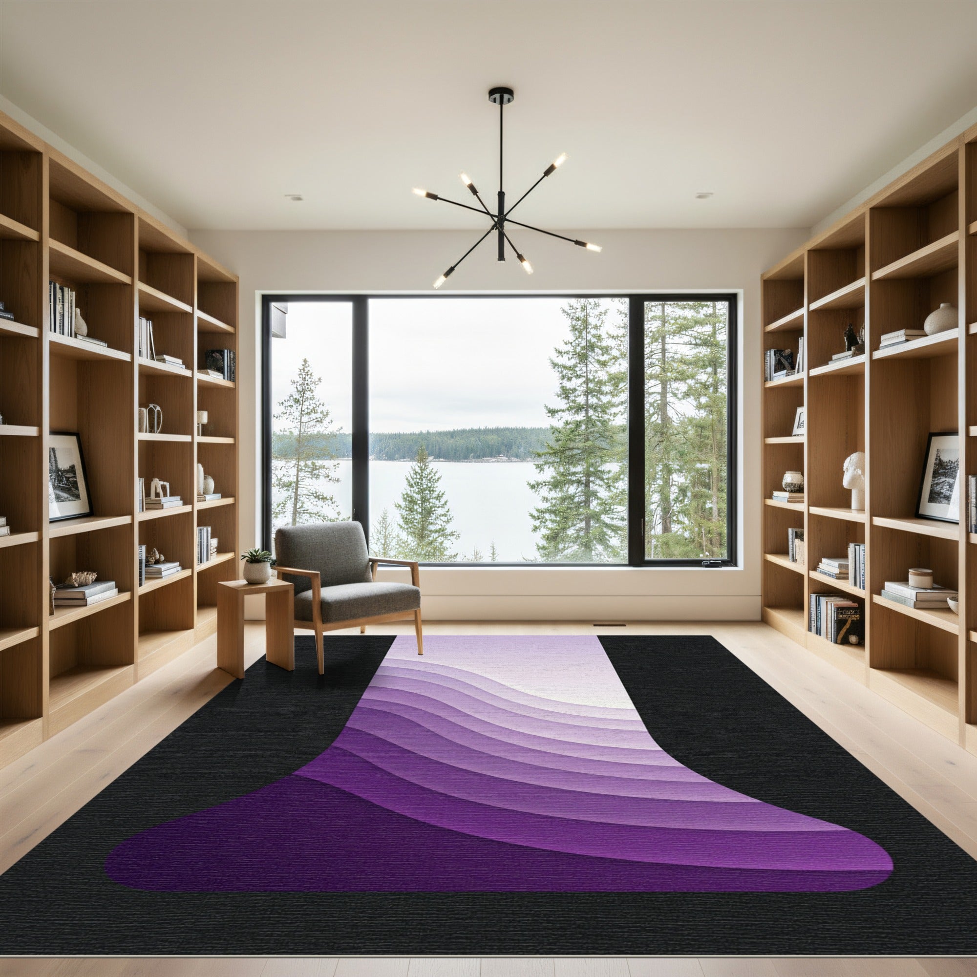 Purple Gradient Wavy Layer Rug