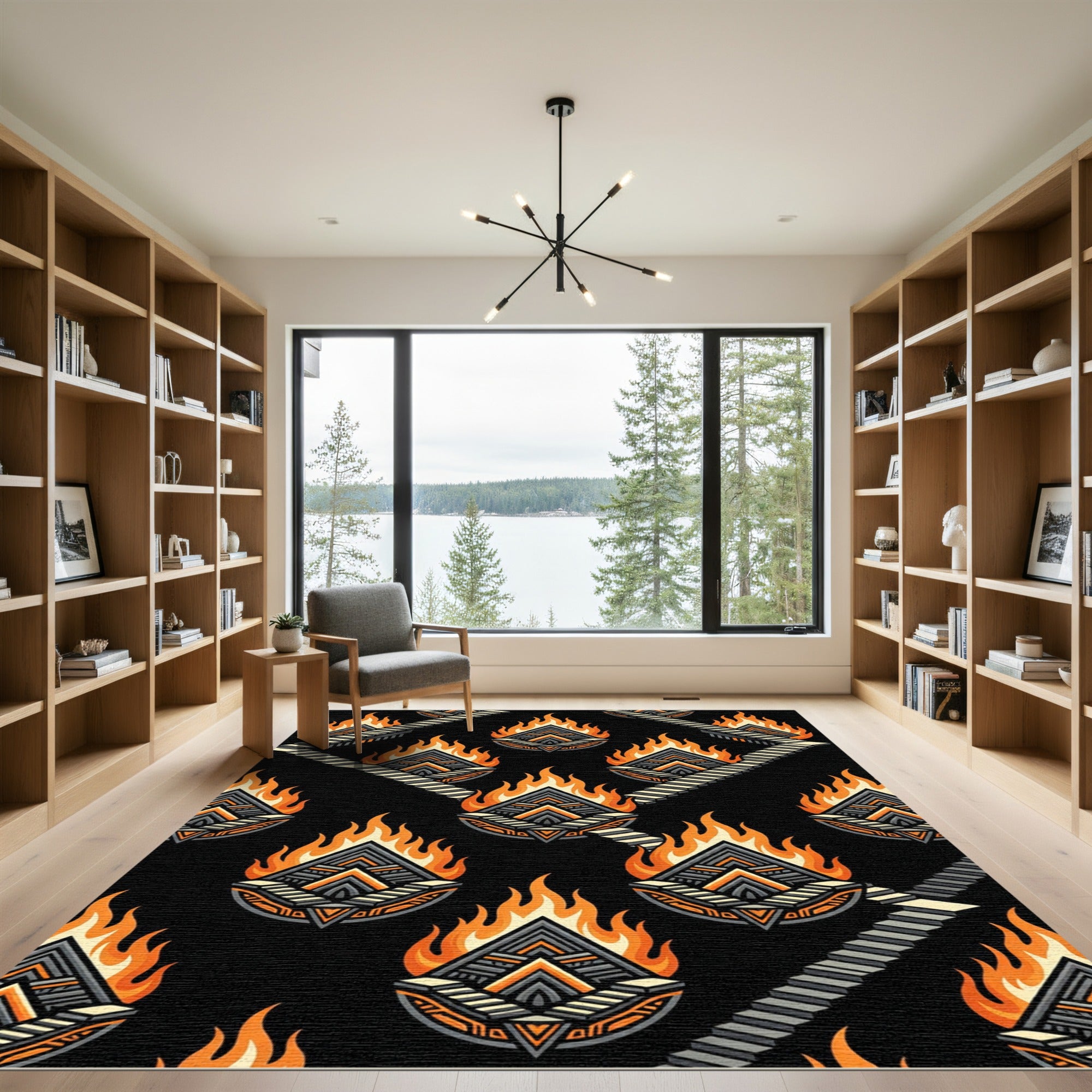 Fiery Diamond Stairway Geometric Rug