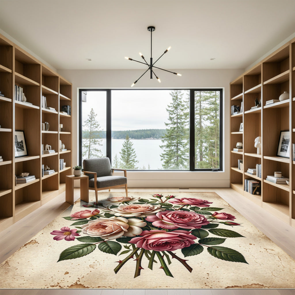 Elegant Pastel Rose Bouquet Composition Rug