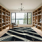 Dark Geometric Impossible Staircase Layout Rug