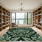 Elegant Sage Botanical Damask Scroll Rug