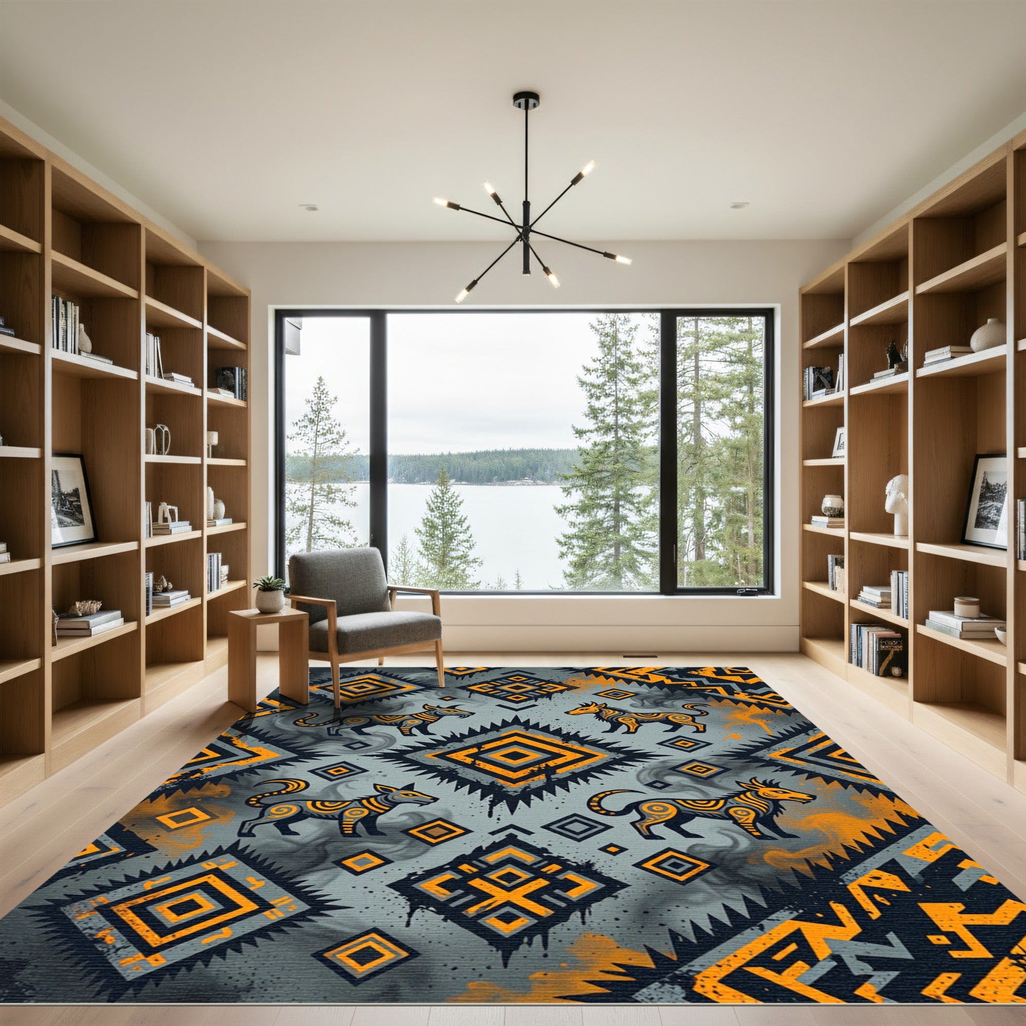 Amber Nocturnal Beast Geometric Diamond Art Rug