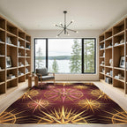 Celestial Gold and Rose Compass Art Rug