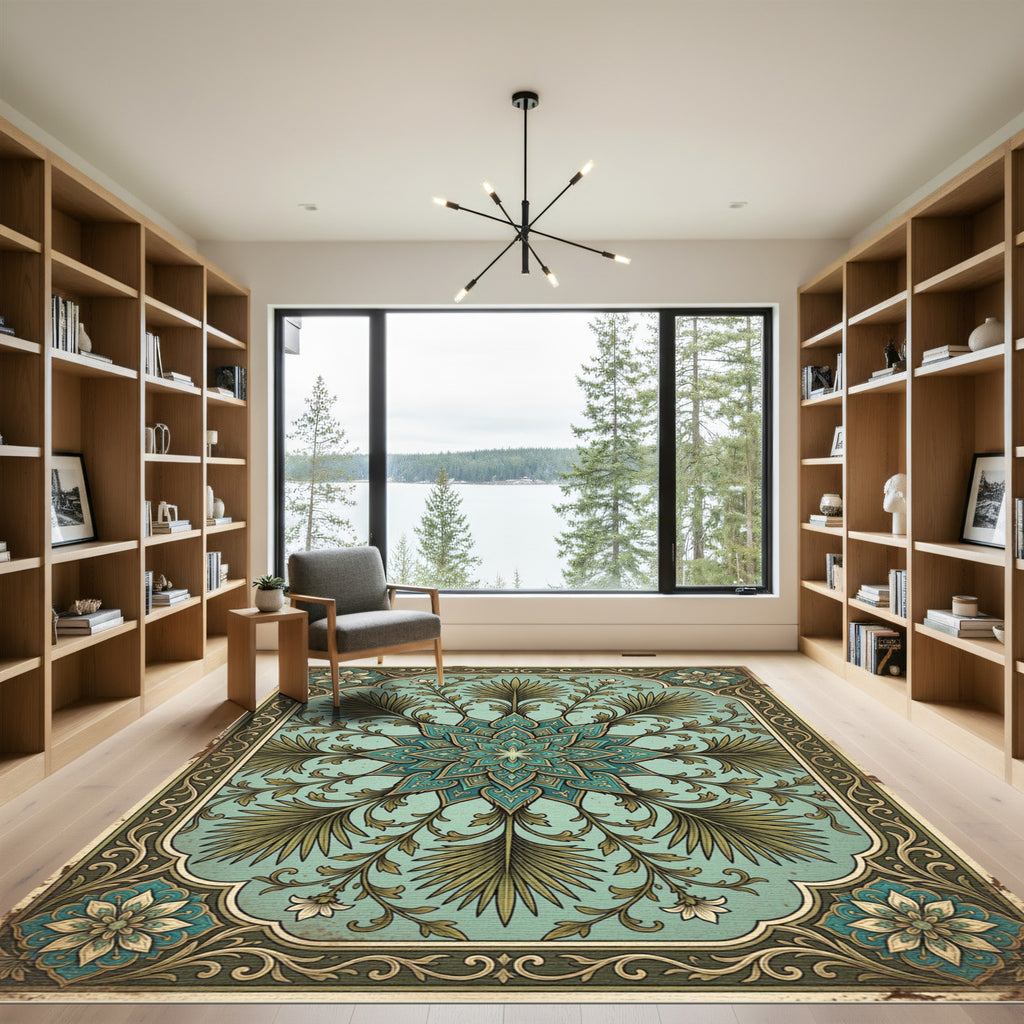 Vintage Teal Floral Mandate Rug
