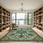 Vintage Teal Floral Mandate Rug