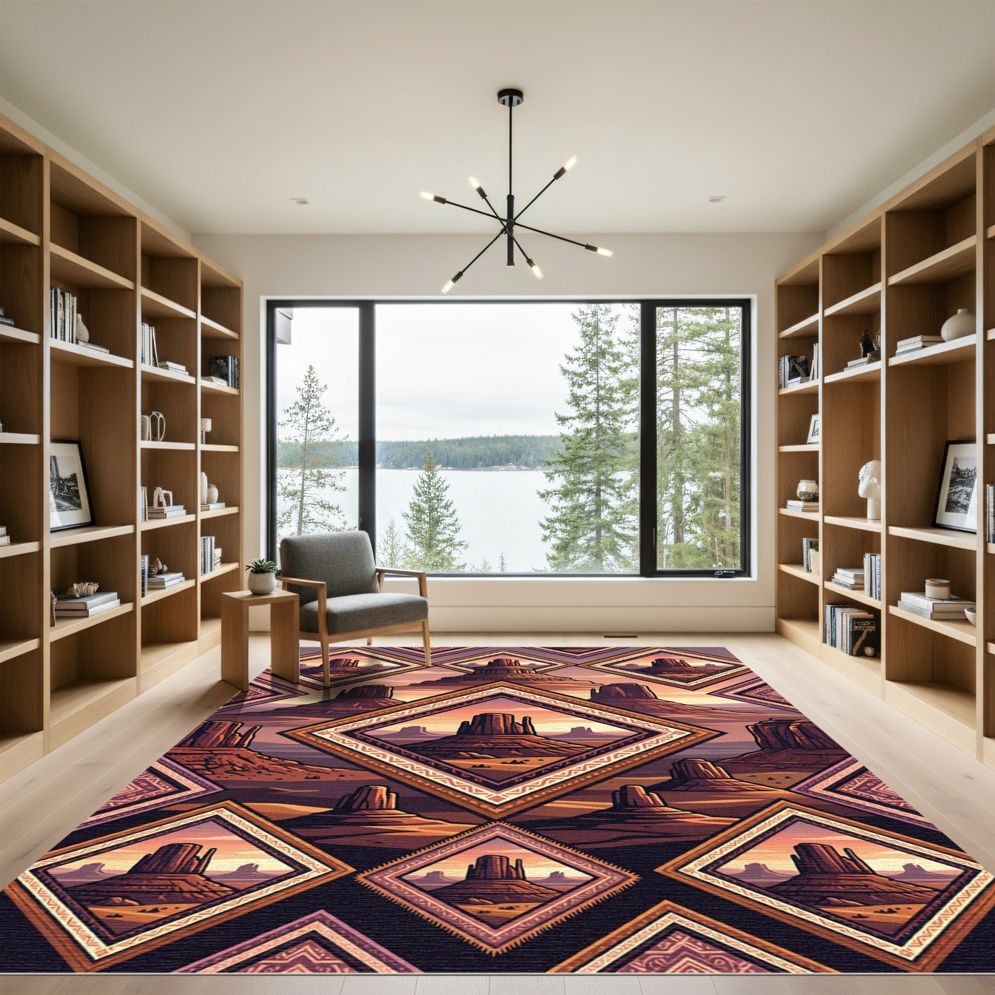 Southwestern Desert Mountain Geometric Rug
