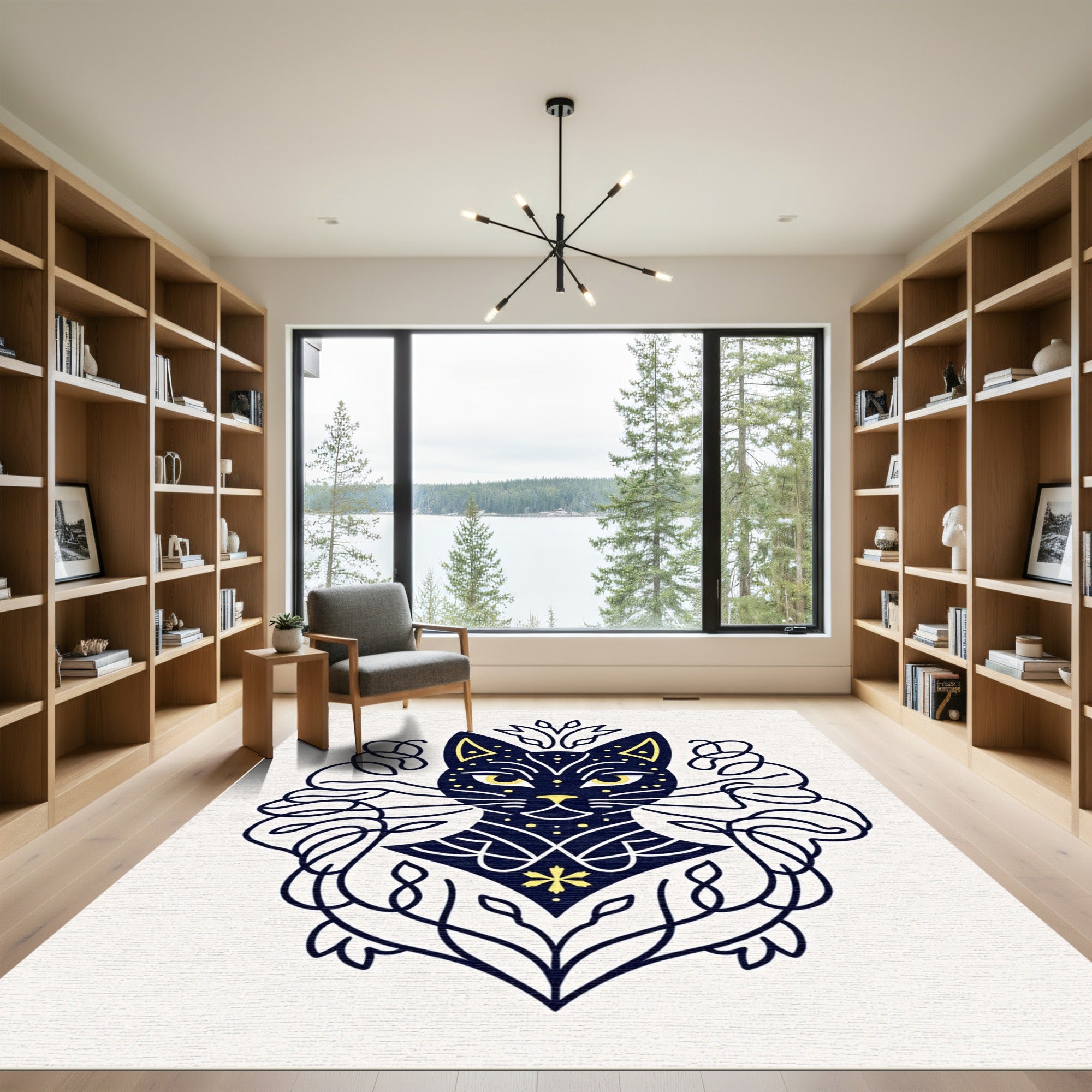Mystic Midnight Cat Ornamental Rug
