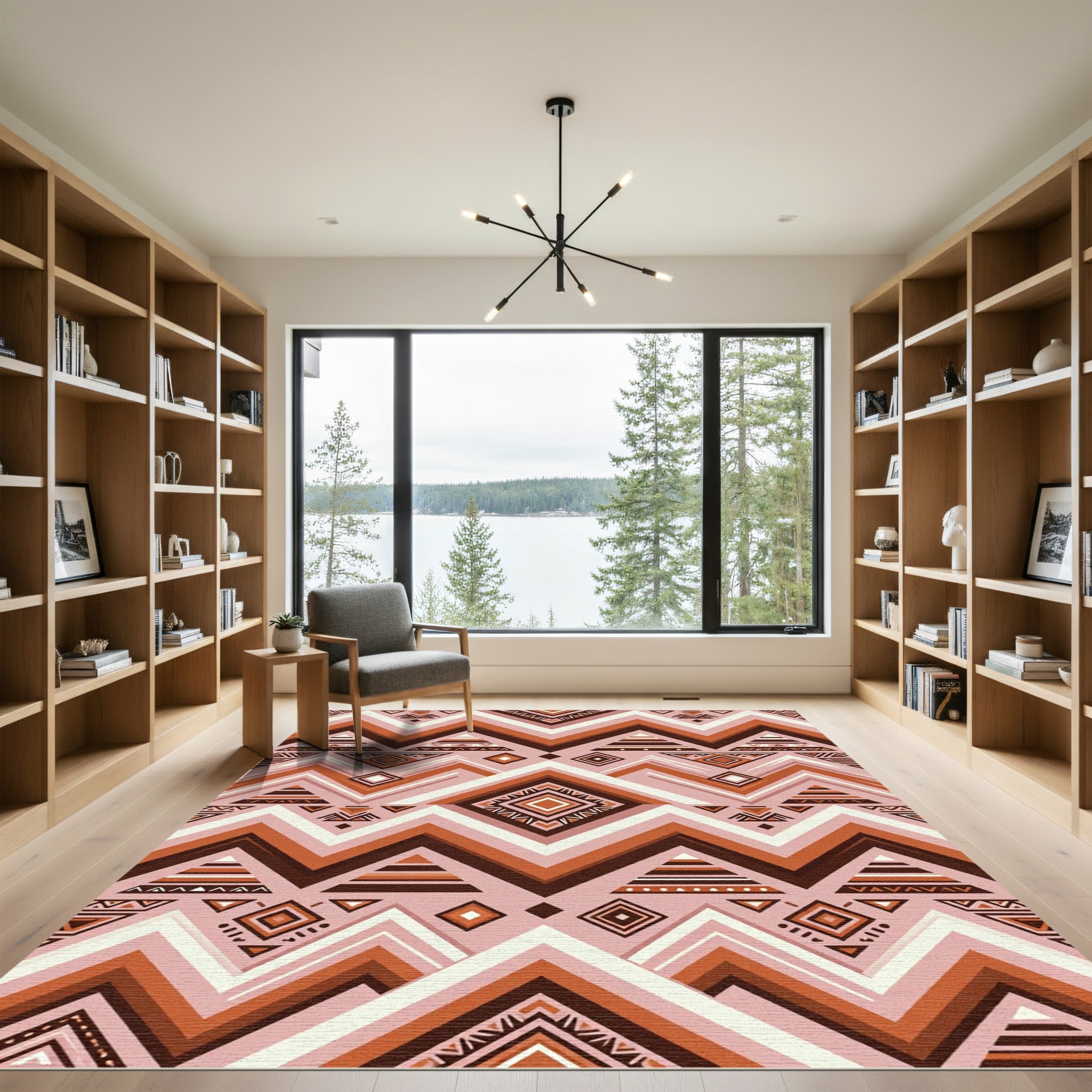 Geometric Navajo Pink Brown Zigzag Rug