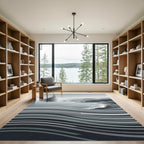Monochromatic Coastal Wave Stripe Area Rug