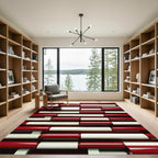 Red White Cylinder Geometric Rug