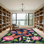 Orange Butterfly Garden Night Scene Rug