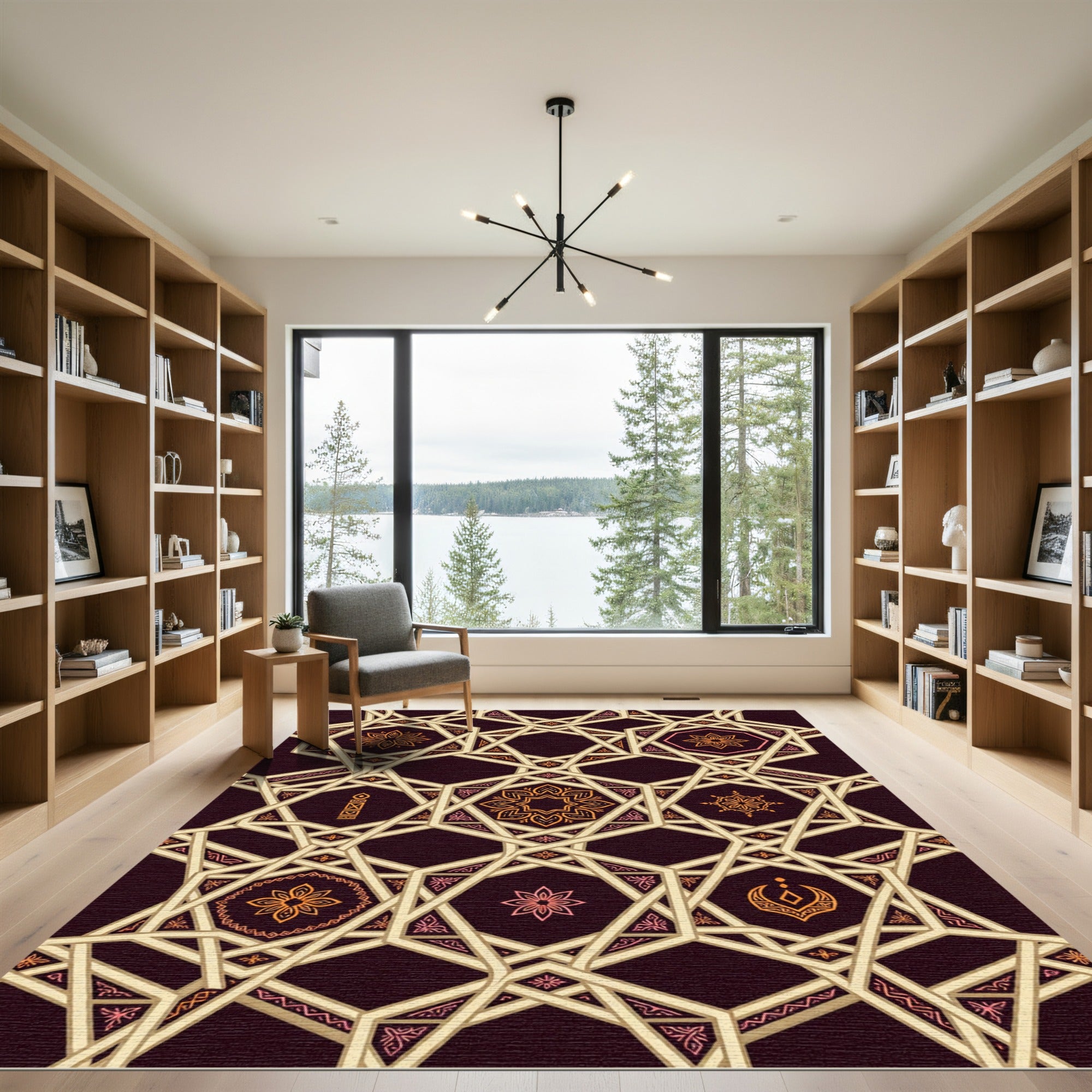 Geometric Starburst Medallion Cream Rug