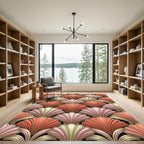 Art Deco Fan Shell Coral Gold Rug