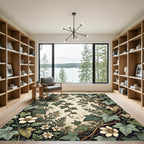 Sage Ivy Leaf Foliage Botanical Illustration Rug
