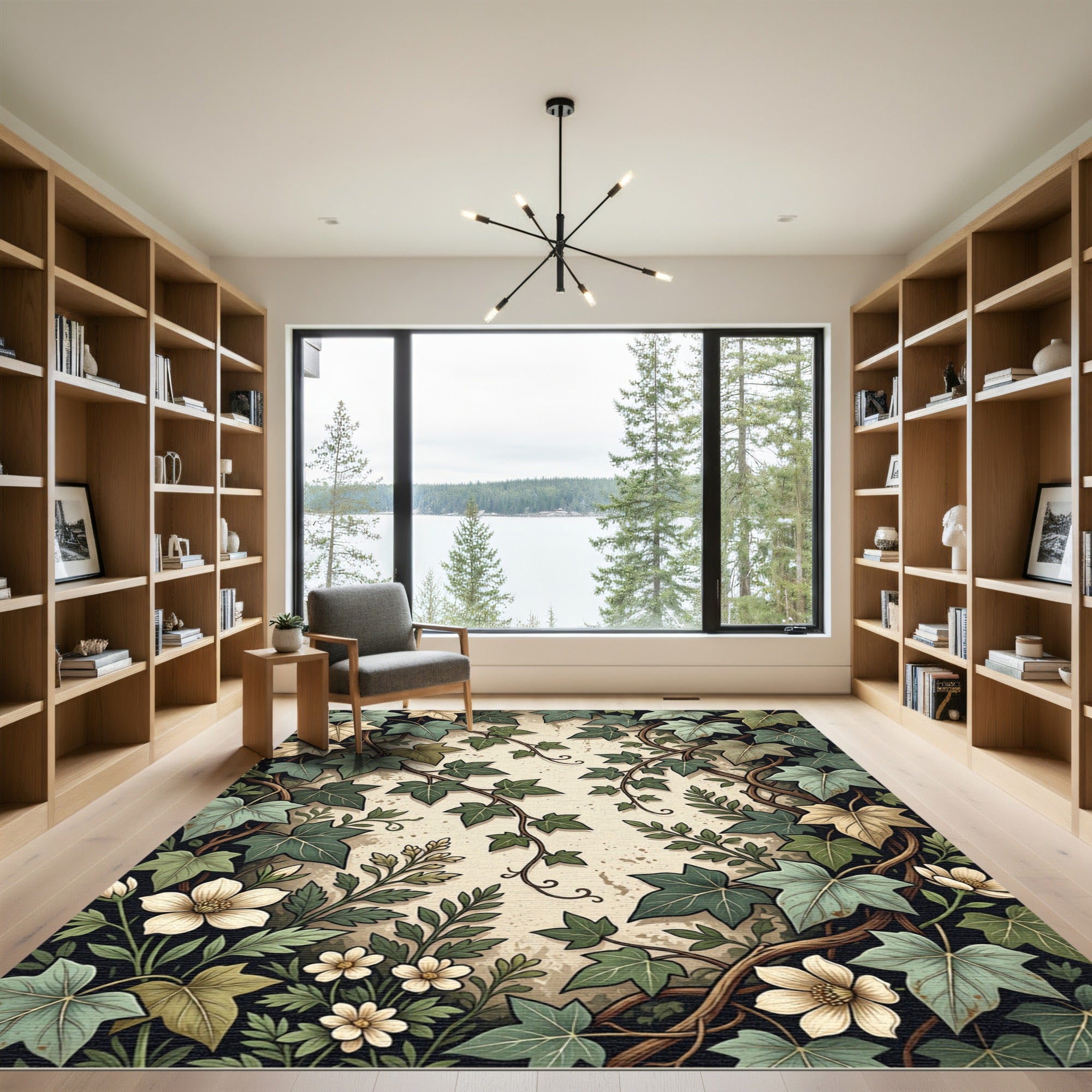 Sage Ivy Leaf Foliage Botanical Illustration Rug