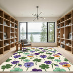 Purple Pansy Clover Meadow Pattern Rug