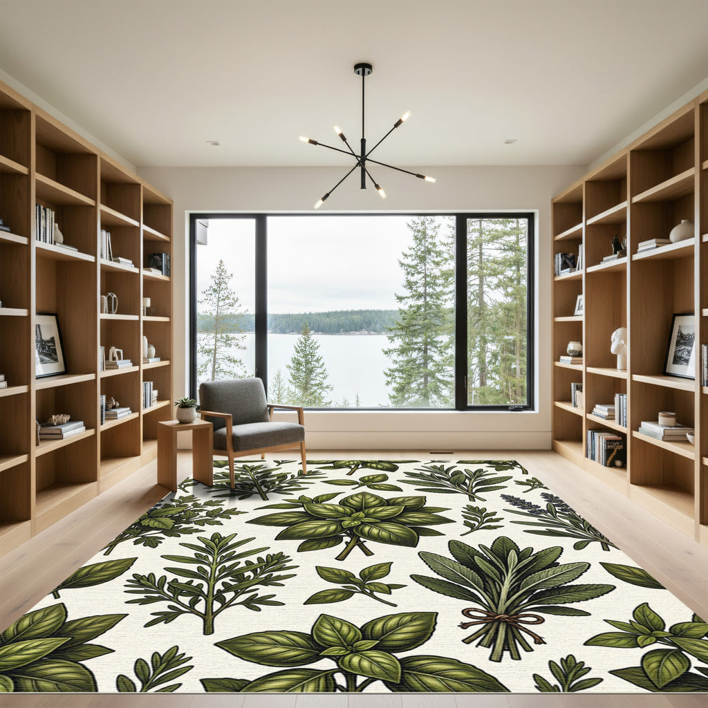 Green Herbal Bouquet Foliage Rug