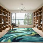 Abstract Flowing Mountain River Landscape Rug