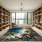 Tropical Blue Palm Coast Shoreline Rug