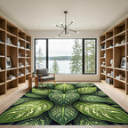 Lush Verdant Tropical Botanical Foliage Rug