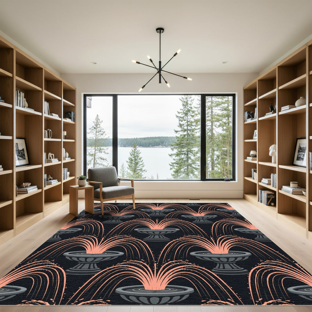 Elegant Peach Fountain Cascade Art Rug