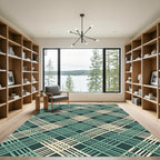 Sage and Cream Interwoven Geometric Lattice Rug