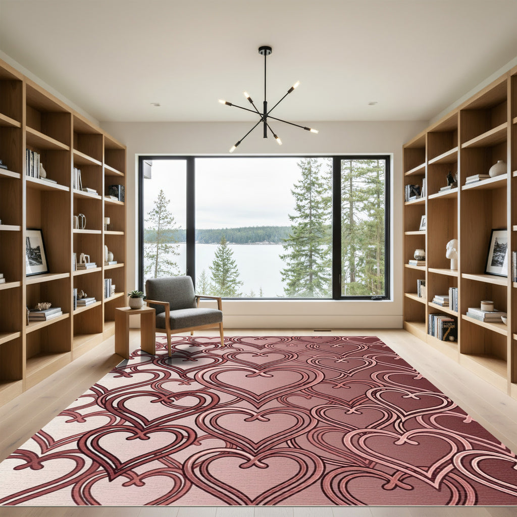 Crimson Heart Chain Gradient Rug