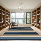 Indigo Tan Horizontal Layered Rug