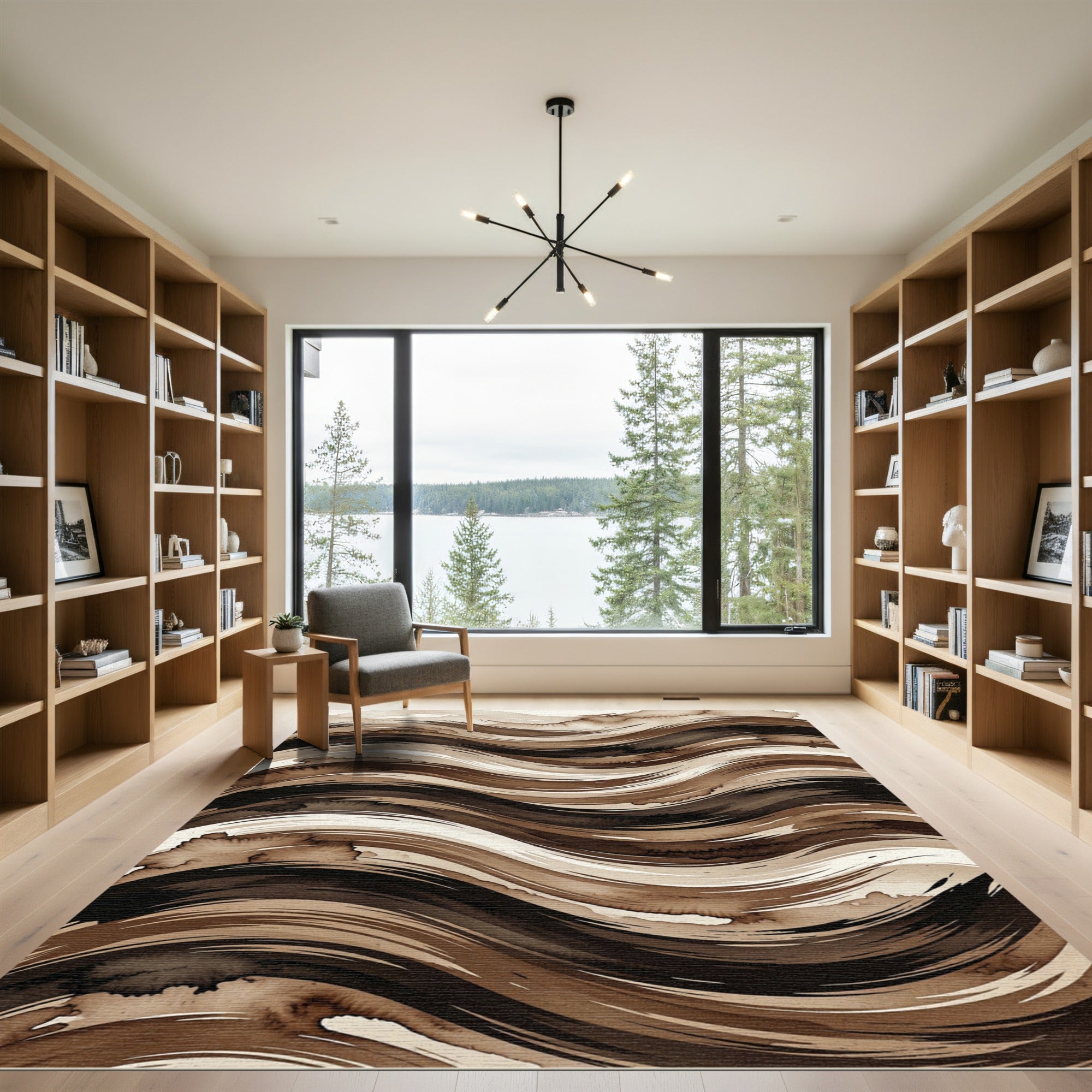 Earthy Abstract Brush Stroke Rug