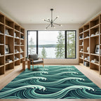 Ethereal Teal Ocean Wave Sea Ripples Rug