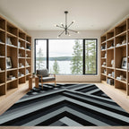 Modern Monochrome Geometric Angular Stripe Rug