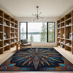 Celestial Blue and Gold Starburst Rug