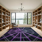 Neon Purple Geometric Cyber Tunnel Rug