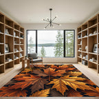 Golden Autumn Maple Leaf Collage Rug