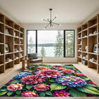 Vibrant Multicolored Dahlia Hydrangea Garden Rug